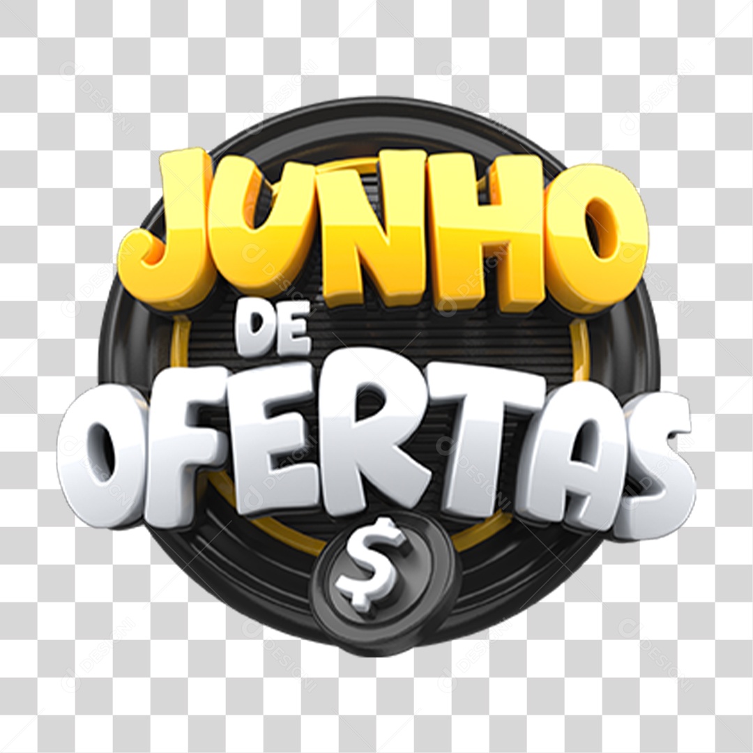 Selo 3D Junho de Ofertas PNG Transparente