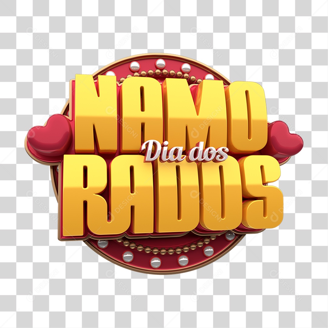 Selo 3D Dia dos Namorados PNG Transparente