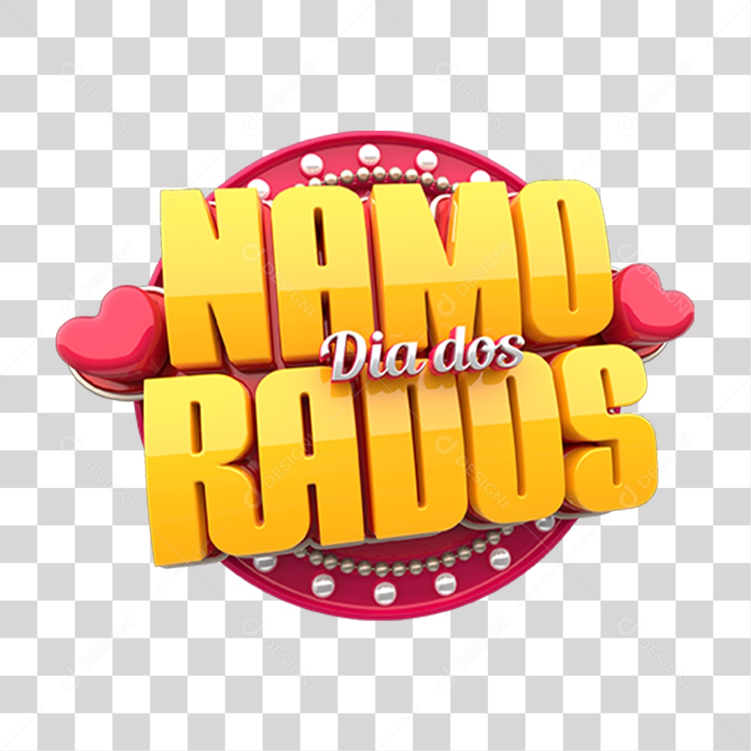 Selo 3D Dia dos Namorados PNG Transparente