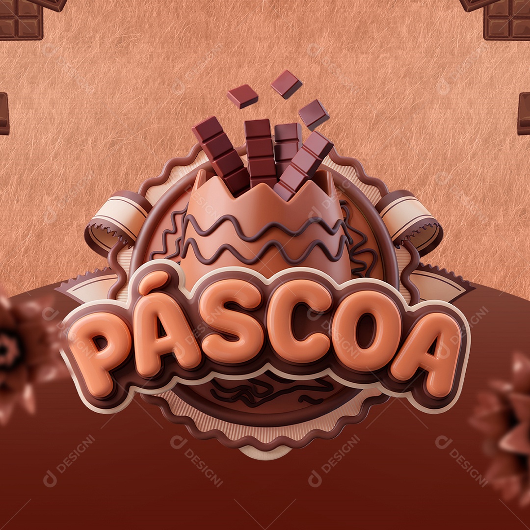 Páscoa Selo 3D para Composição PSD
