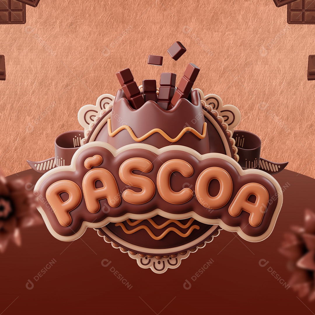Páscoa Selo 3D para Composição PSD