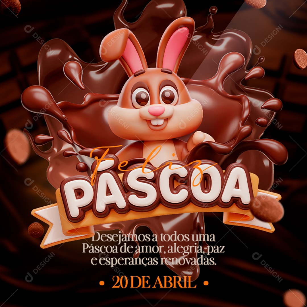 Feliz Páscoa Supermercado 20 De Abril Social Media PSD Editável