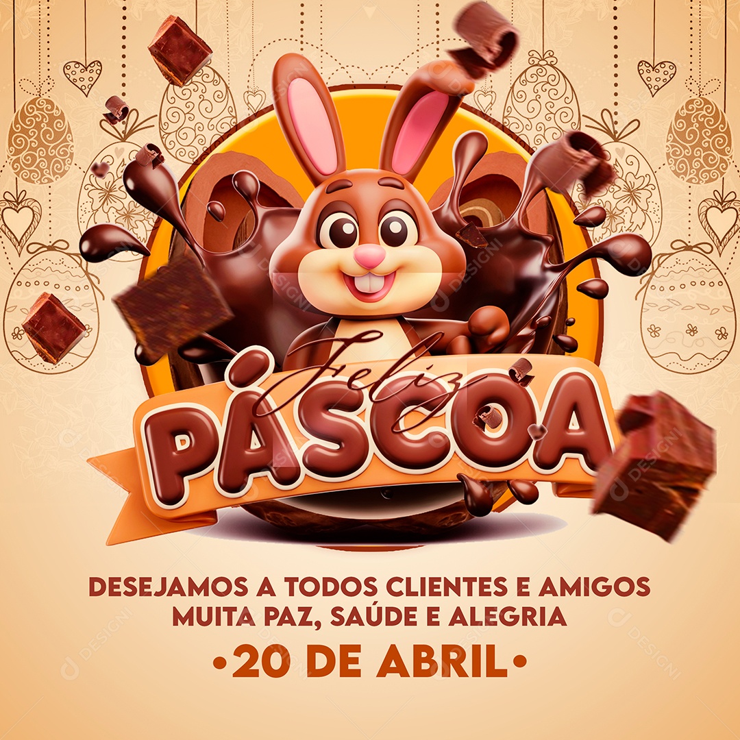 Feliz Páscoa Supermercado 20 De Abril Social Media PSD Editável