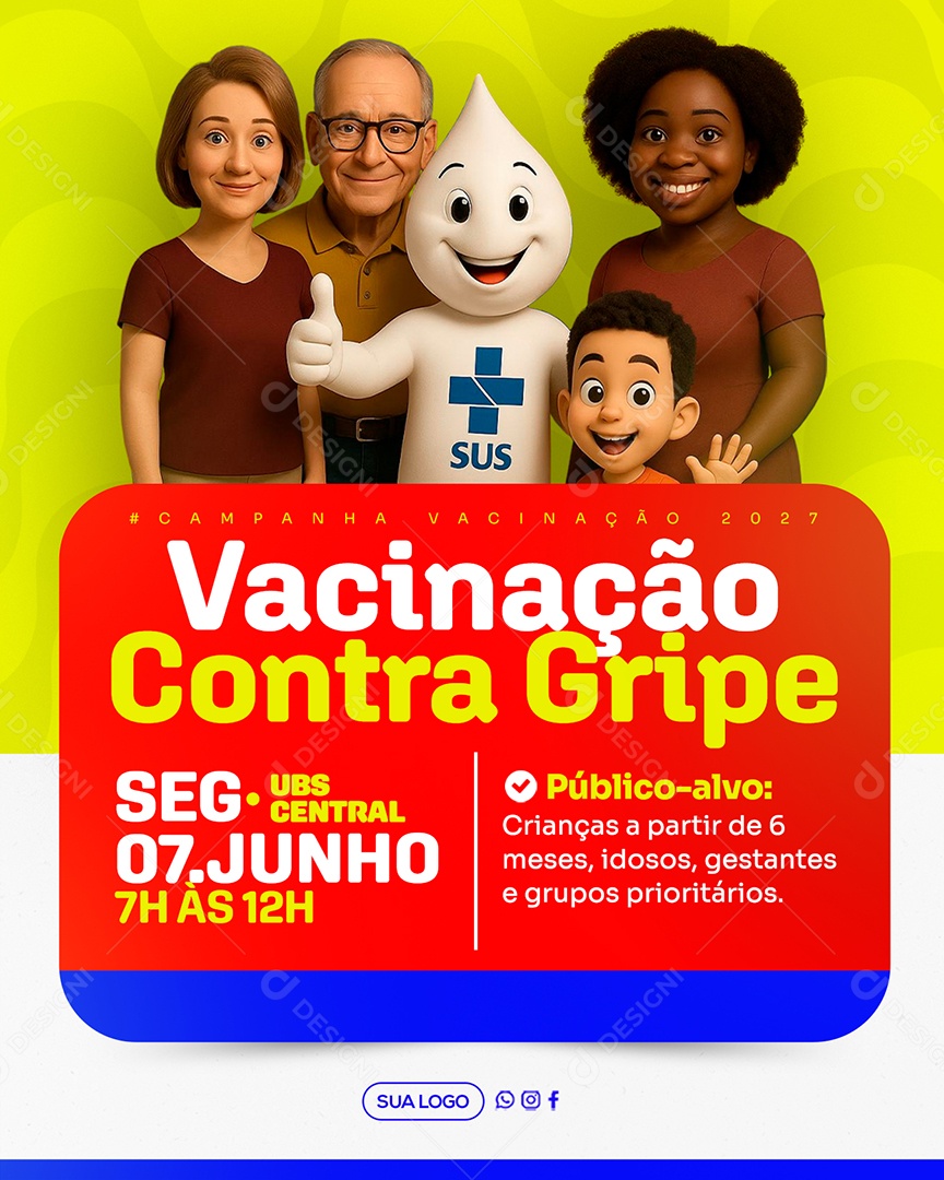 Campanha de Vacinação Contra a Gripe Social Media PSD Editável