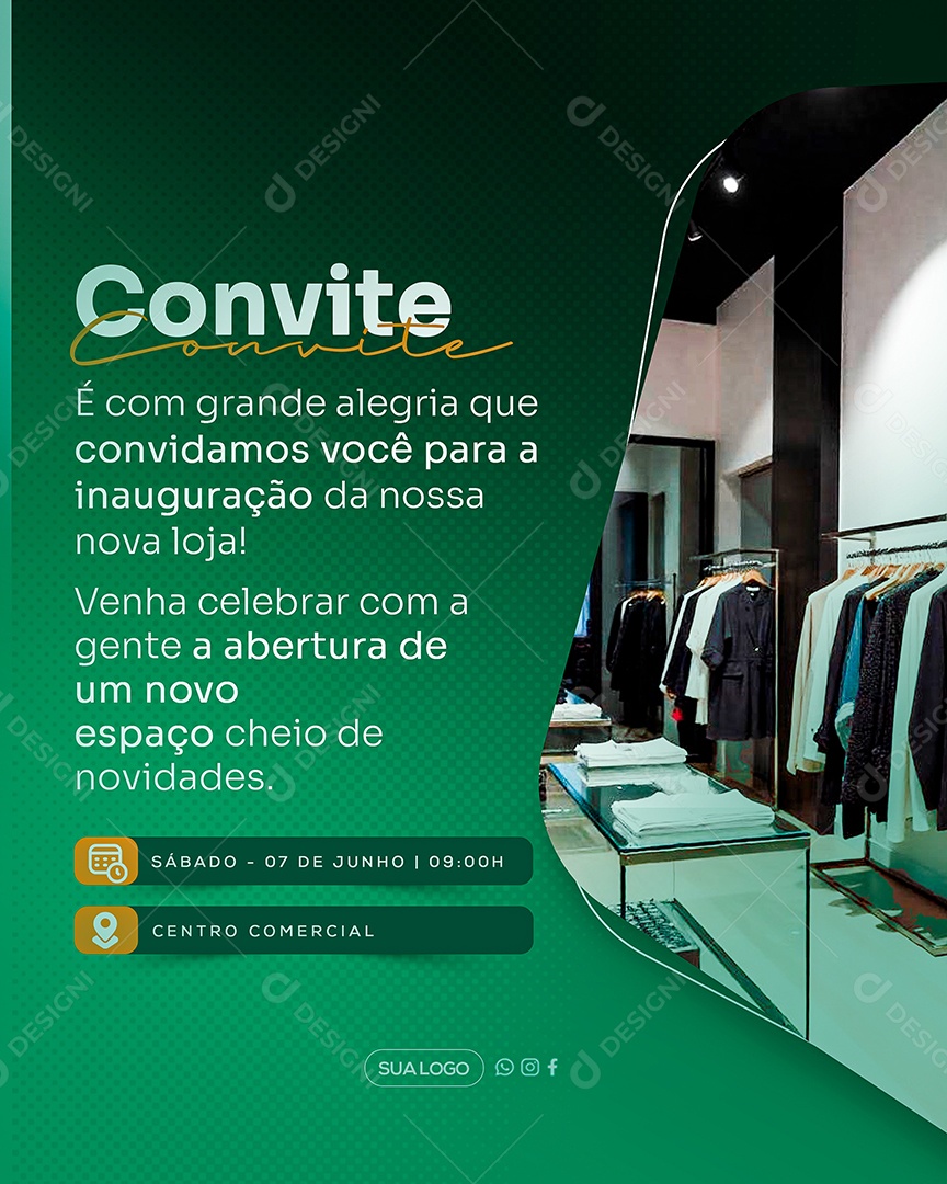 Convite de Inauguração Social Media PSD Editável