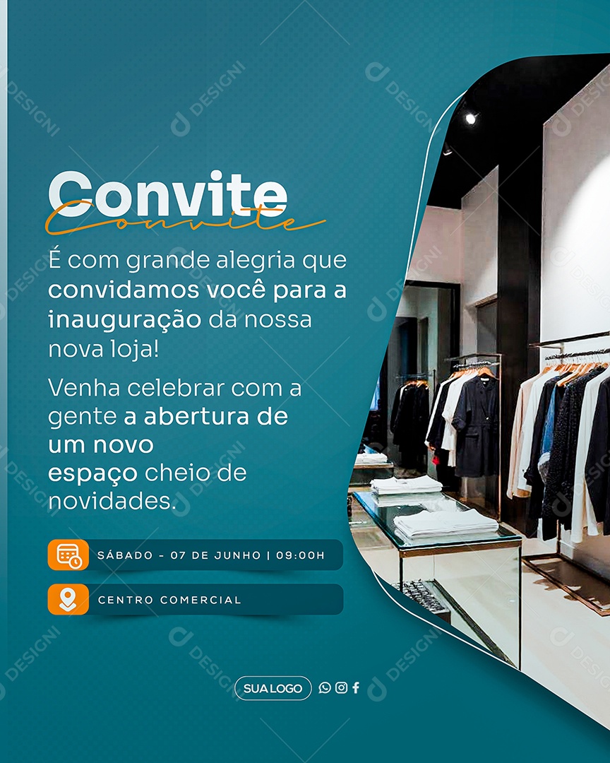 Convite de Inauguração Social Media PSD Editável