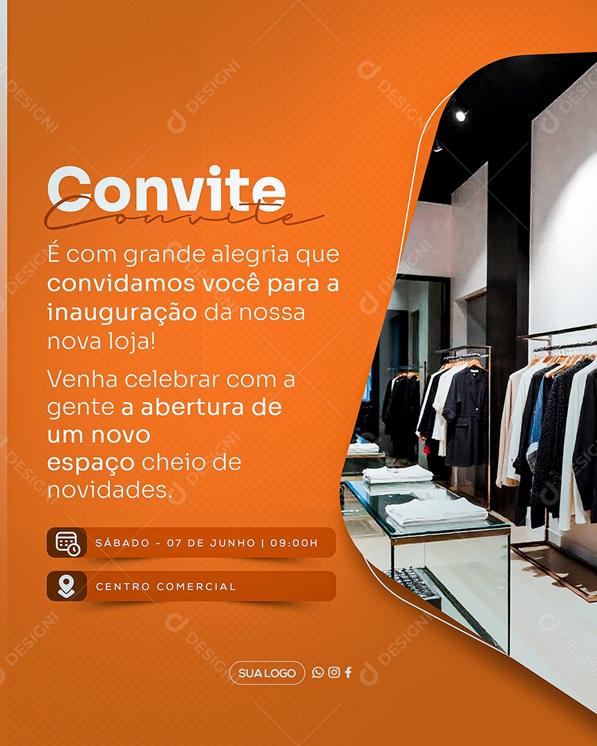 Convite de Inauguração Social Media PSD Editável