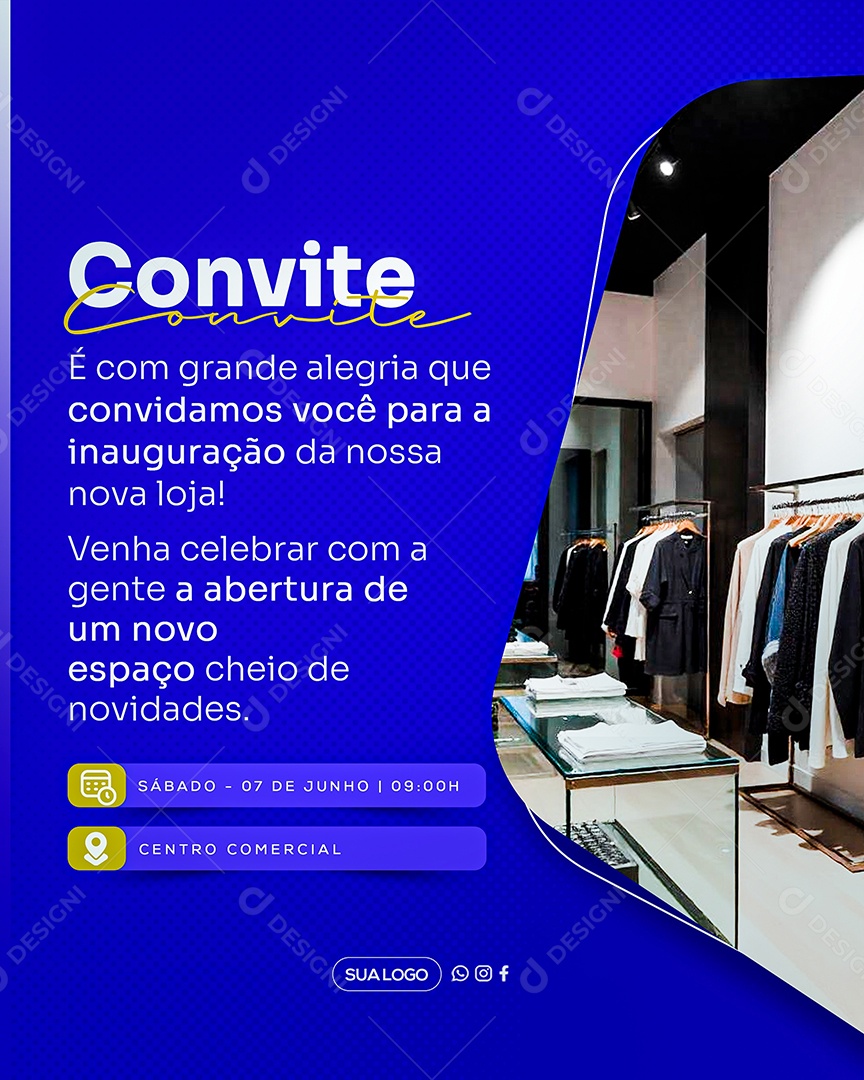 Convite de Inauguração Social Media PSD Editável