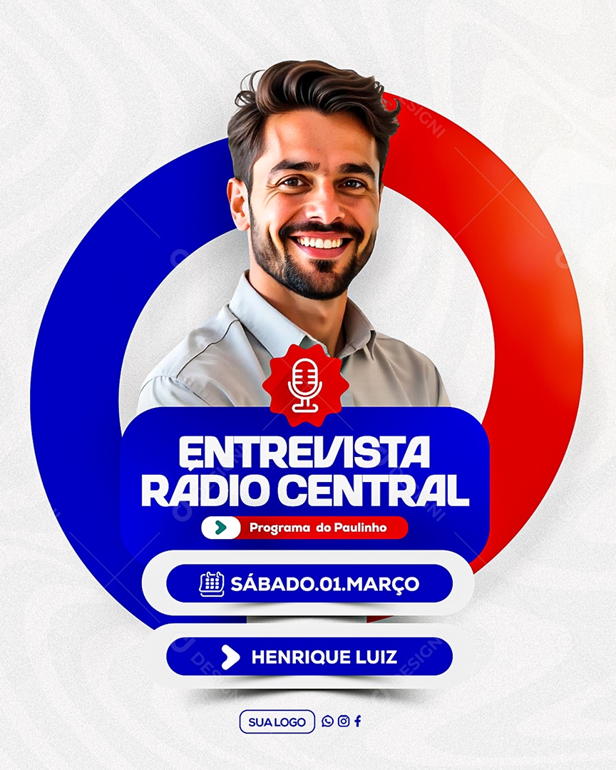 Entrevista Radio Central Social Media PSD Editável