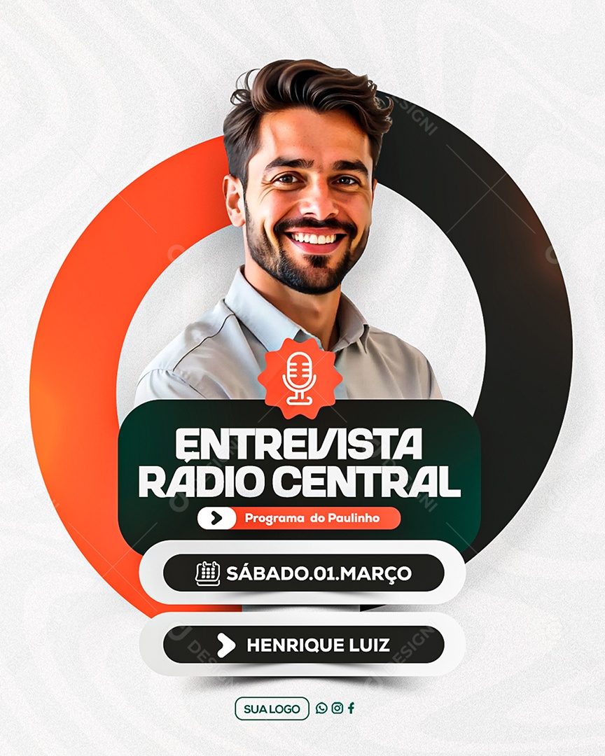 Entrevista Radio Central Social Media PSD Editável