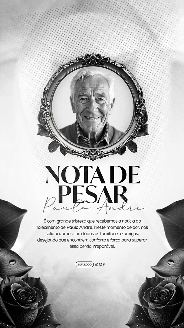 Story Nota de Pesar Social Media PSD Editável