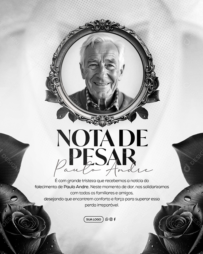 Nota de Pesar Social Media PSD Editável