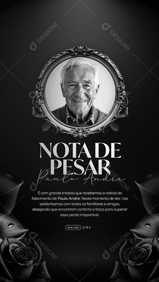 Story Nota de Pesar Social Media PSD Editável