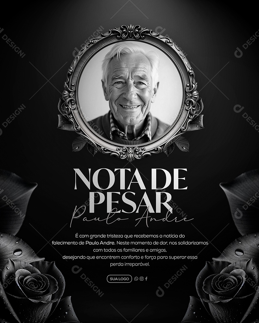 Nota de Pesar Social Media PSD Editável