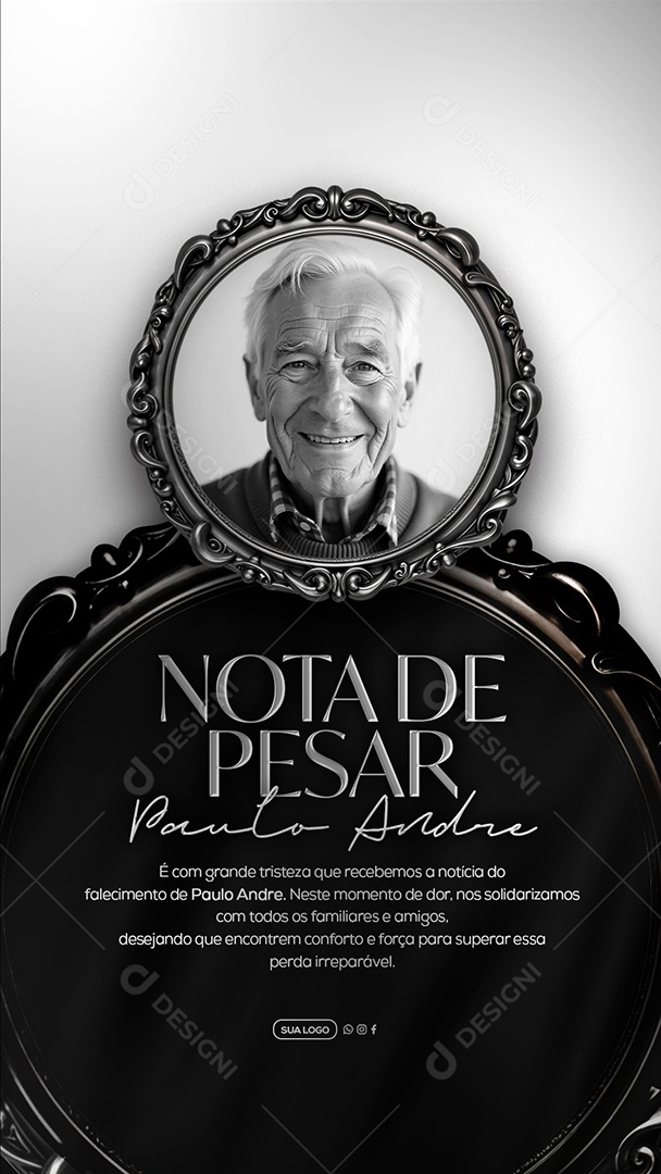 Story Nota de Pesar Social Media PSD Editável
