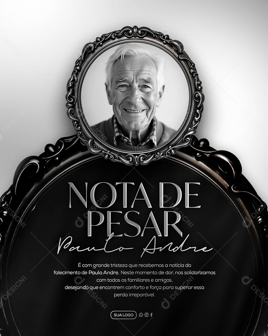 Nota de Pesar Social Media PSD Editável