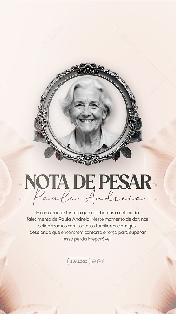 Story Nota de Pesar Social Media PSD Editável