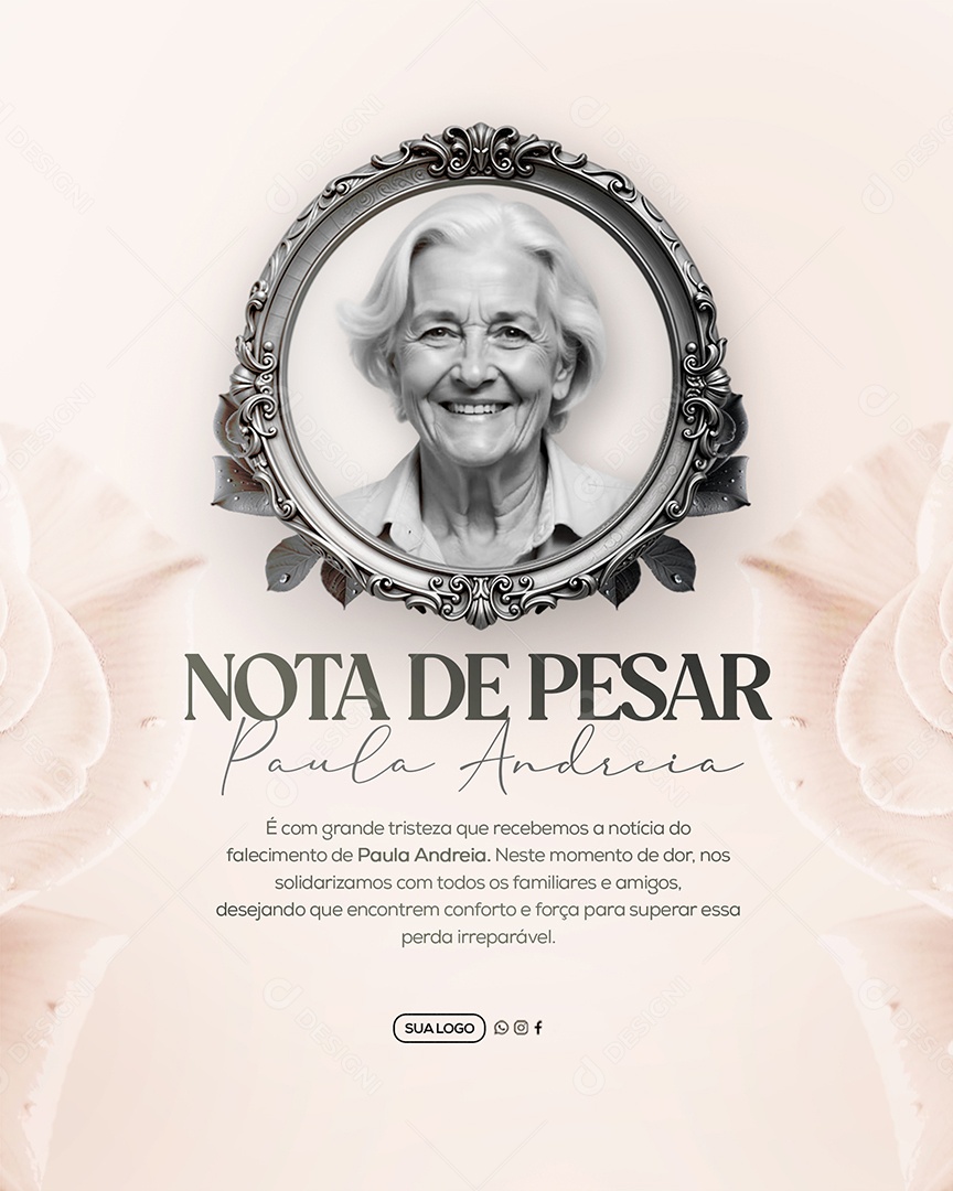 Nota de Pesar Social Media PSD Editável