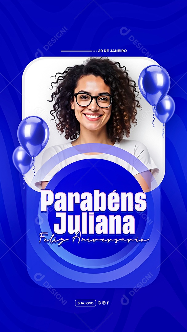 Story Feliz Aniversário Parabéns Juliana Social Media PSD Editável