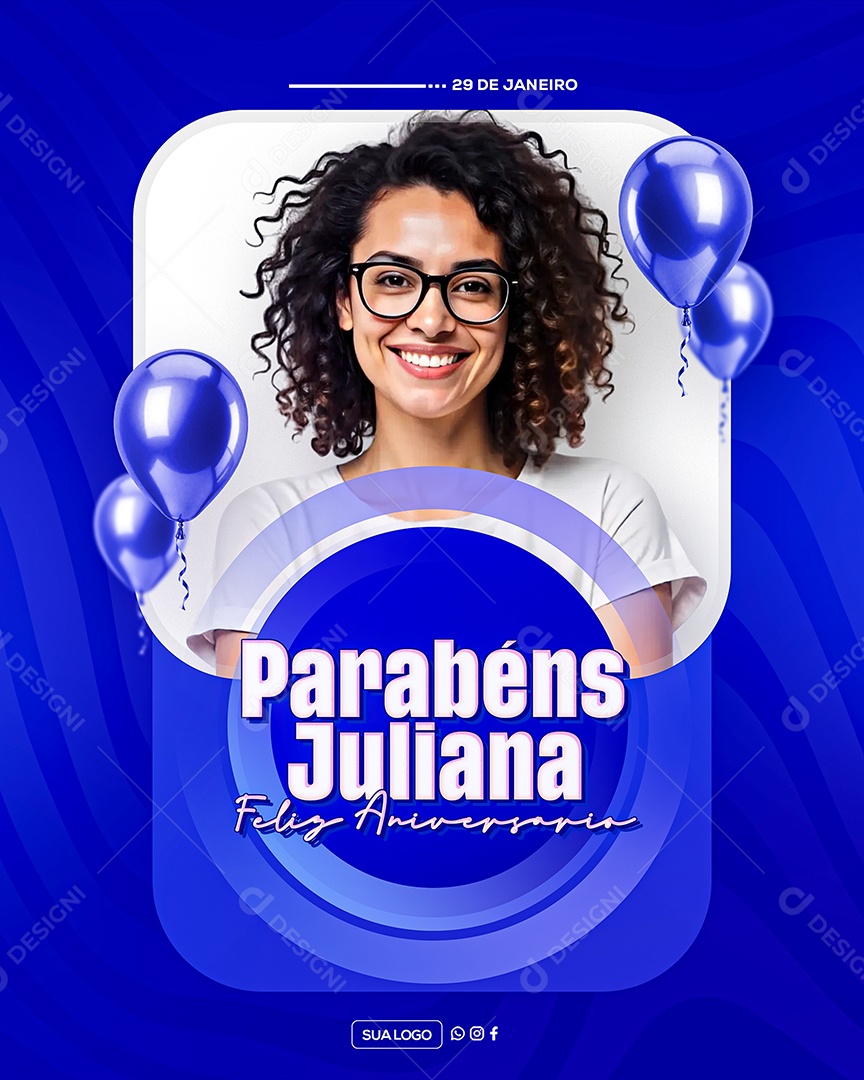 Feliz Aniversário Parabéns Juliana Social Media PSD Editável