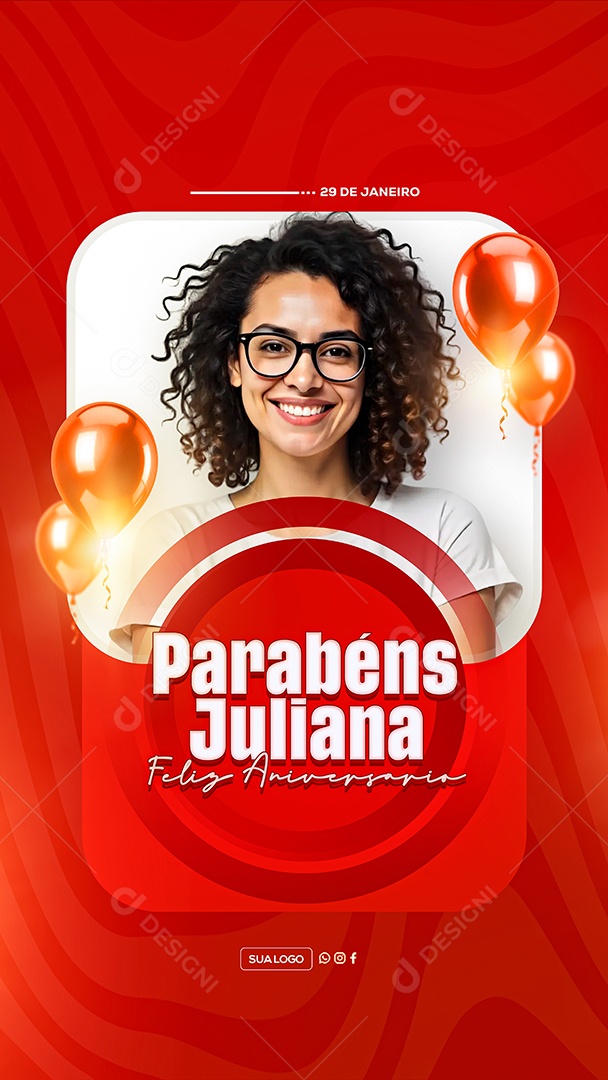 Story Feliz Aniversário Parabéns Juliana Social Media PSD Editável