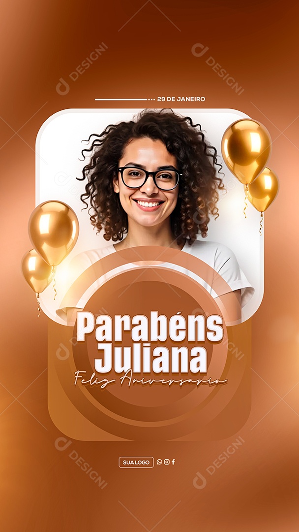 Story Feliz Aniversário Parabéns Juliana Social Media PSD Editável