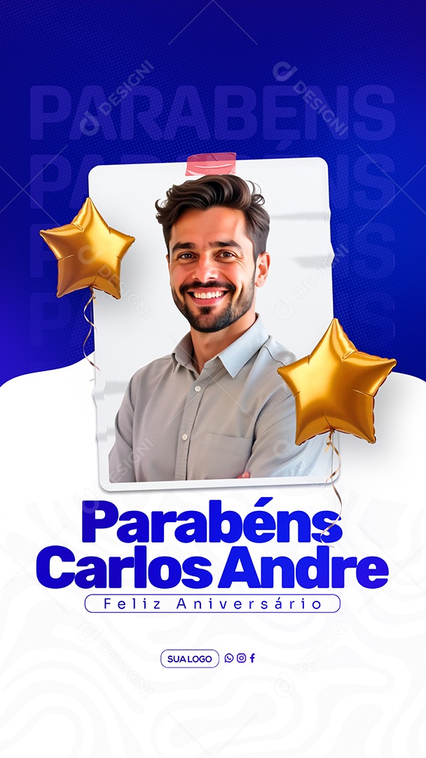 Story Feliz Aniversário Parabéns Carlos André Social Media PSD Editável