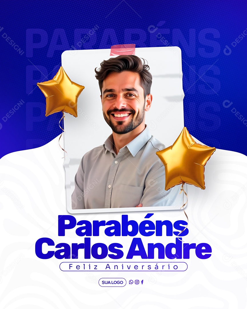 Feliz Aniversário Parabéns Carlos André Social Media PSD Editável