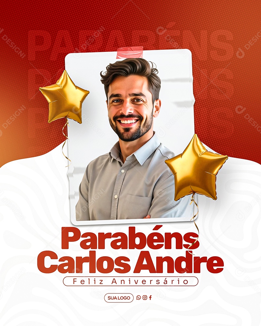 Feliz Aniversário Parabéns Carlos André Social Media PSD Editável