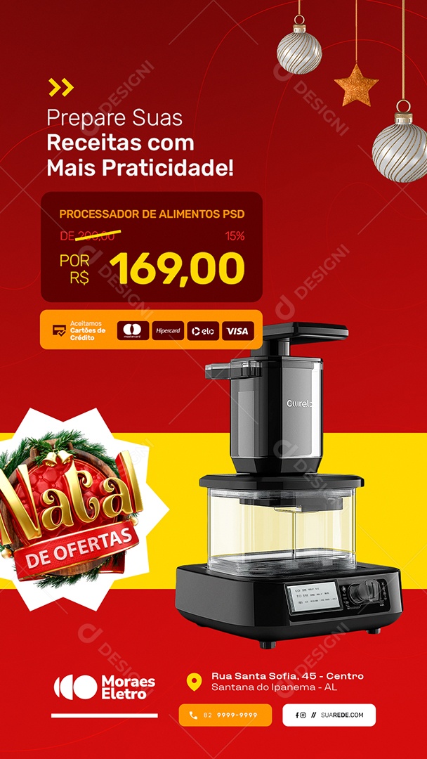 Story Natal de Ofertas Loja de Eletrodomésticos Processador de Alimentos Social Media PSD Editável