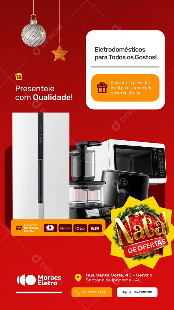 Story Natal de Ofertas Loja de Eletrodomésticos Presenteie com Qualidade Social Media PSD Editável