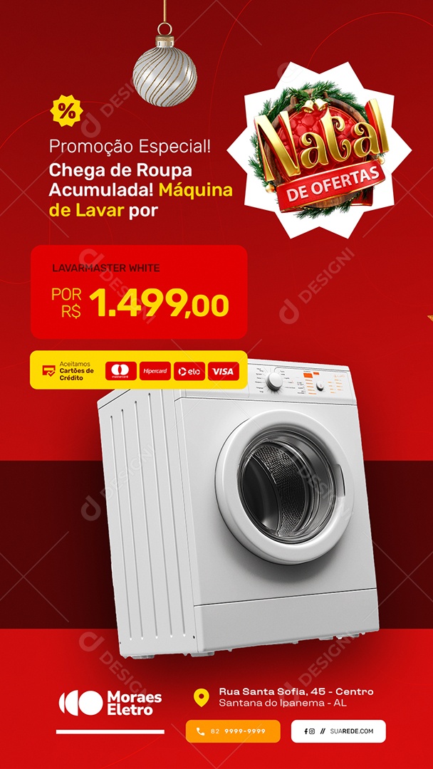 Story Natal de Ofertas Loja de Eletrodomésticos Lavarmaster White Social Media PSD Editável