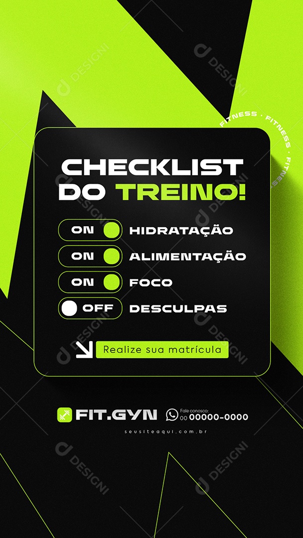 Story Academia Checklist do Treino Social Media PSD Editável