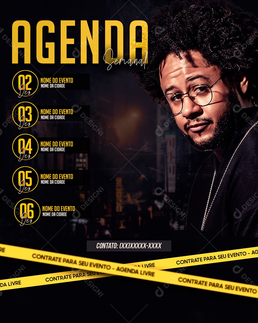 Story Flyer Próximos Shows Agenda Semanal Social Media PSD Editável
