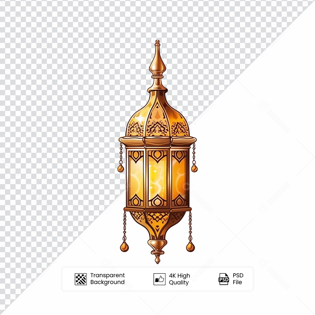 Elemento 3D Lanterna de Ramadan Para Composição PSD
