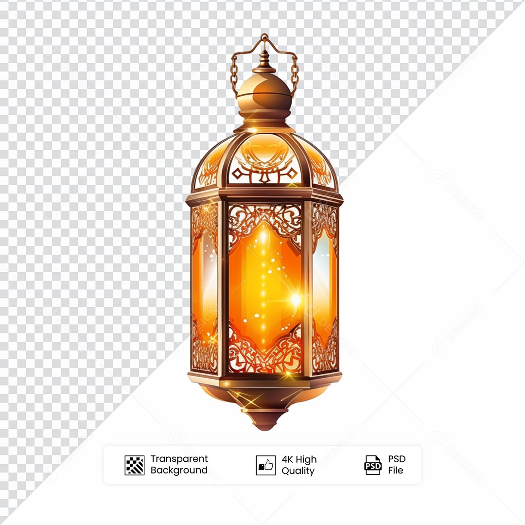 Elemento 3D Lanterna de Ramadan Para Composição PSD