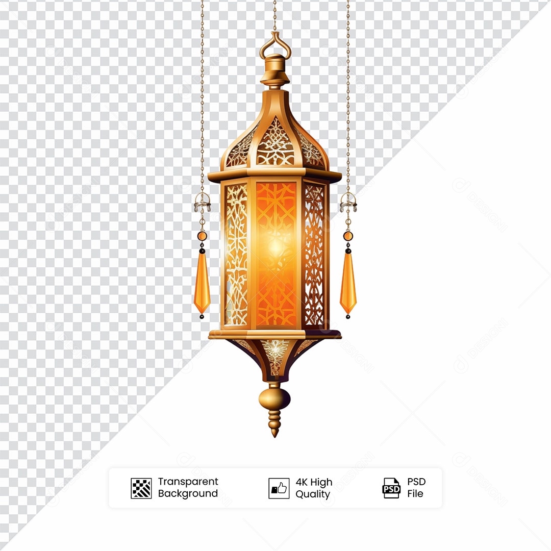 Elemento 3D Lanterna de Ramadan Para Composição PSD