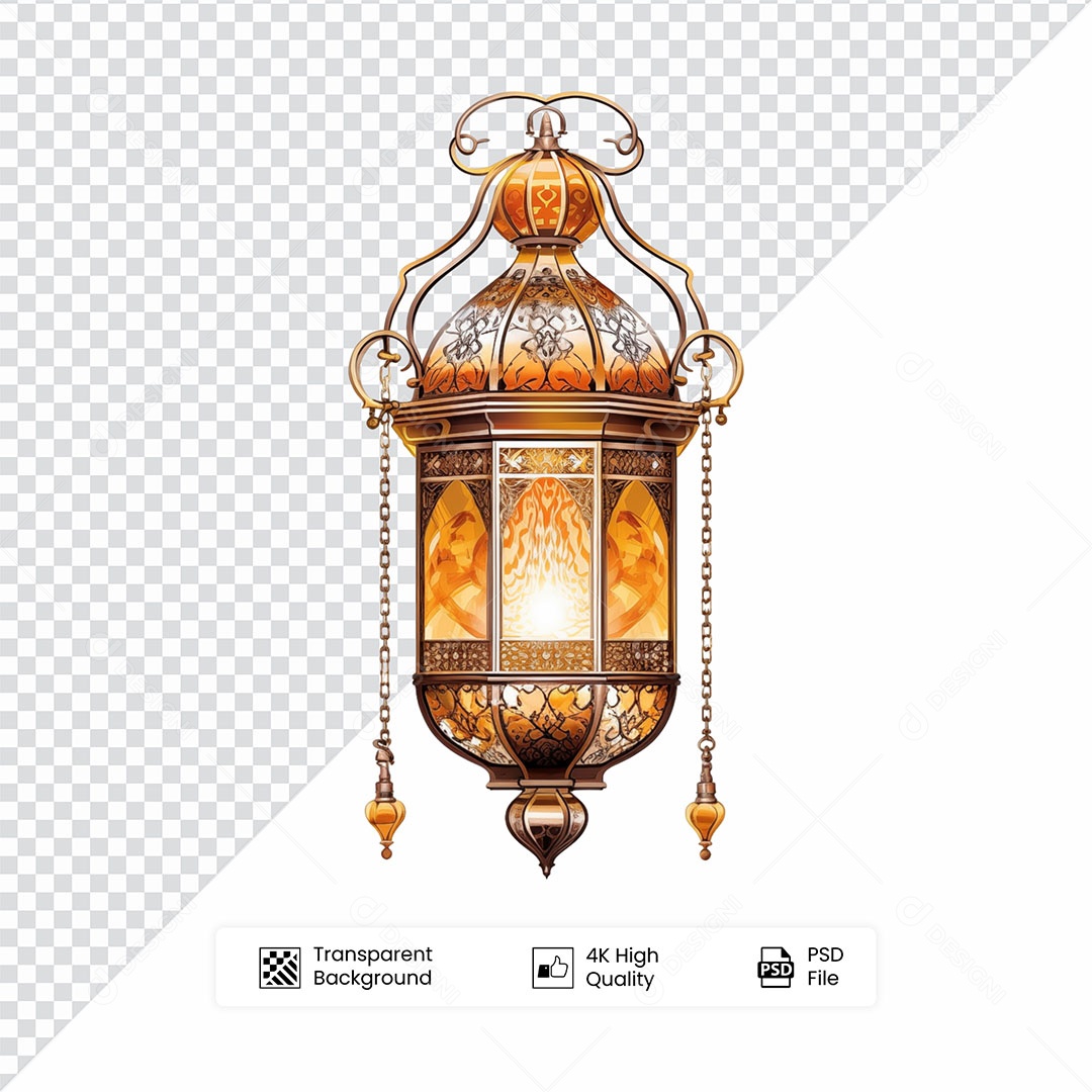 Elemento 3D Lanterna de Ramadan Para Composição PSD
