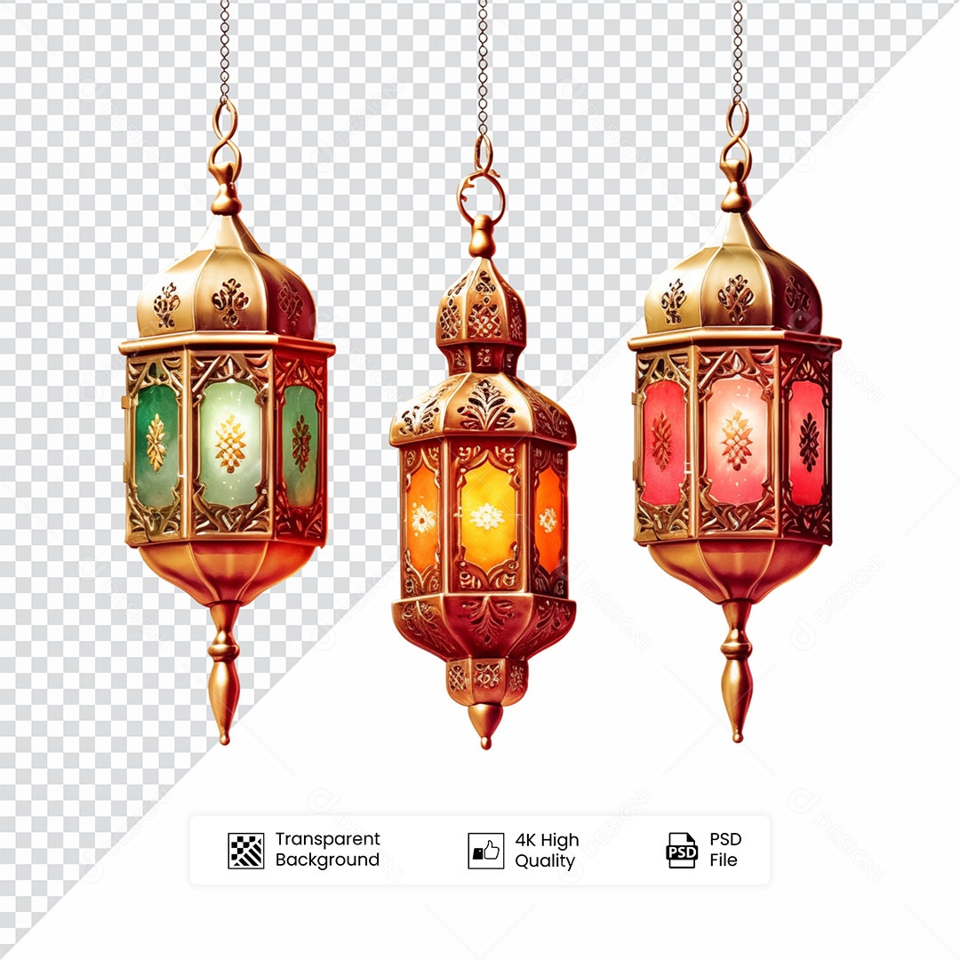 Elemento 3D Lanterna de Ramadan Para Composição PSD