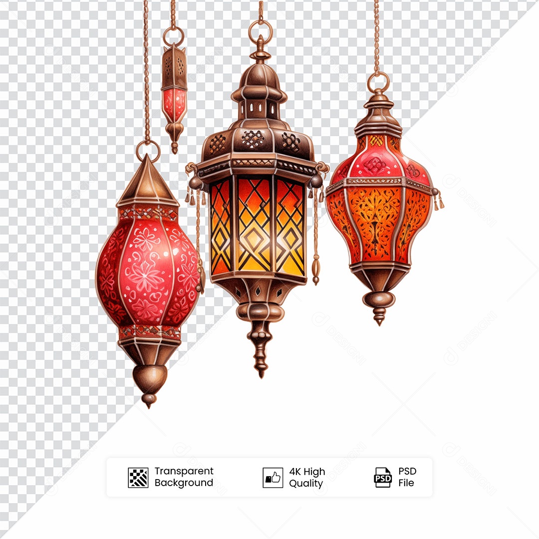 Elemento 3D Lanterna de Ramadan Para Composição PSD