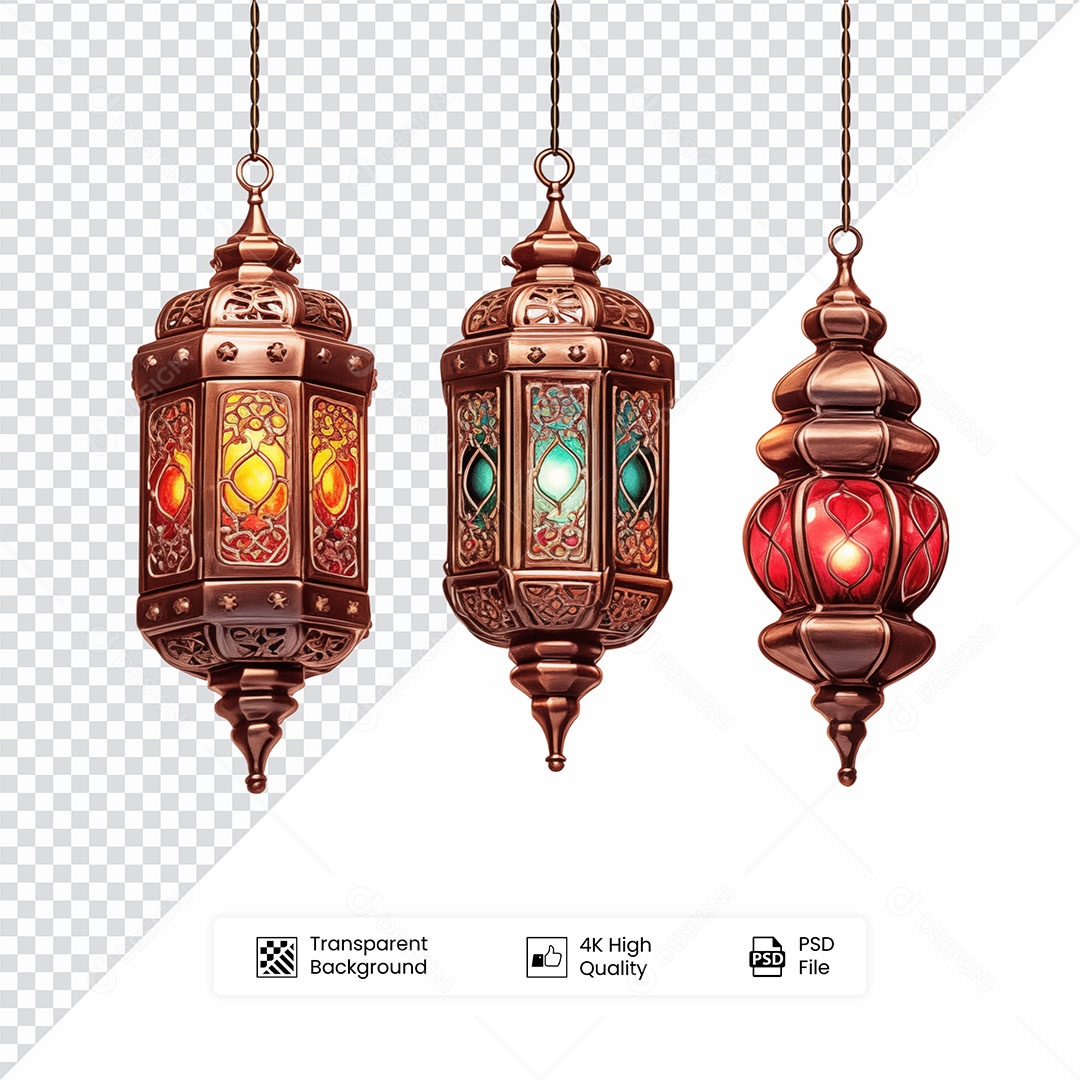Elemento 3D Lanterna de Ramadan Para Composição PSD