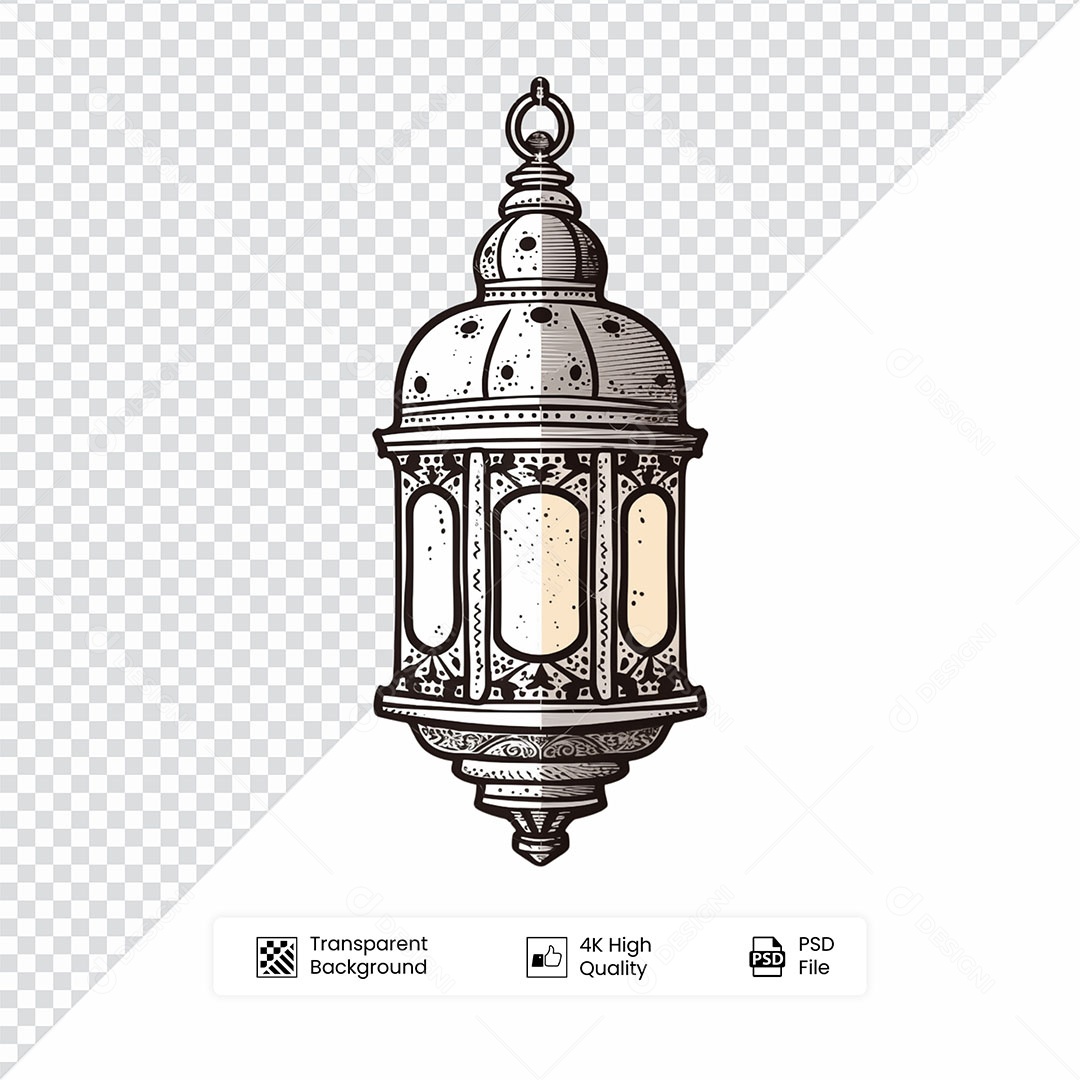 Elemento 3D Lanterna de Ramadan Para Composição PSD
