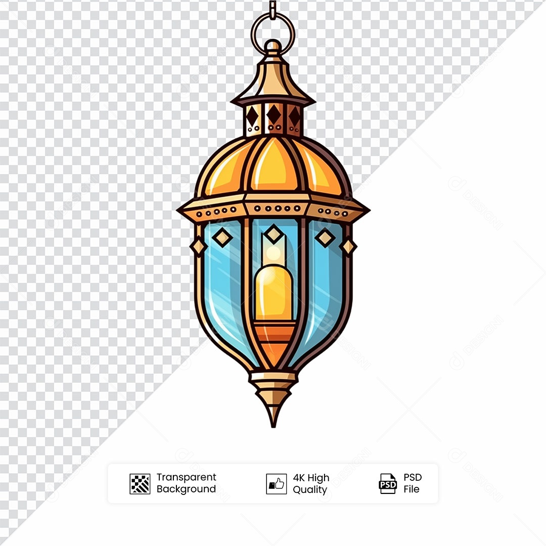 Elemento 3D Lanterna de Ramadan Para Composição PSD