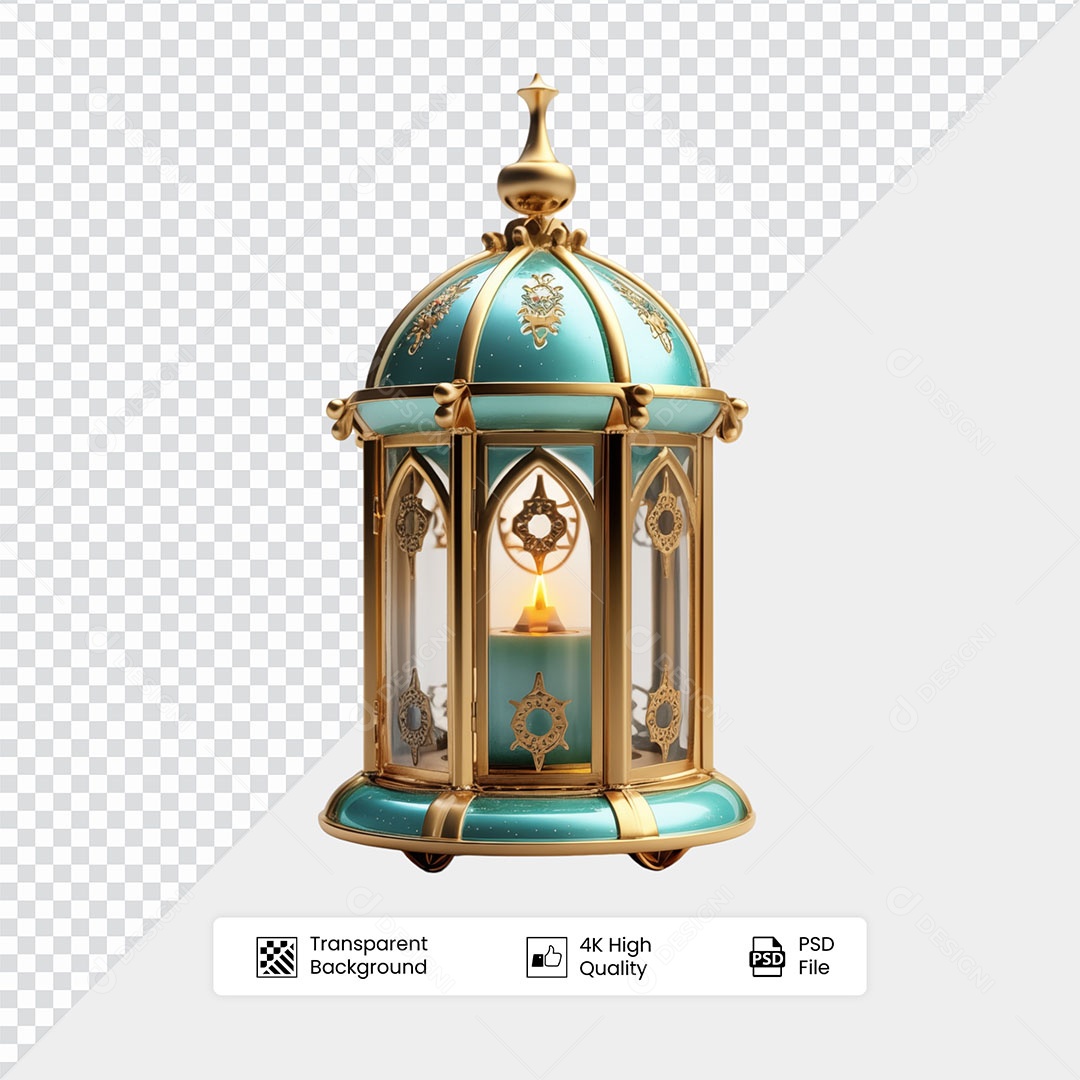 Elemento 3D Lanterna de Ramadan Para Composição PSD