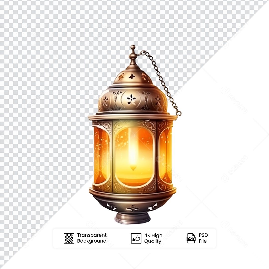 Elemento 3D Lanterna de Ramadan Para Composição PSD