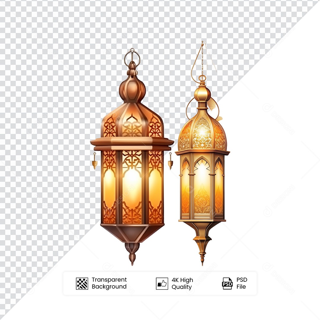 Elemento 3D Lanterna de Ramadan Para Composição PSD