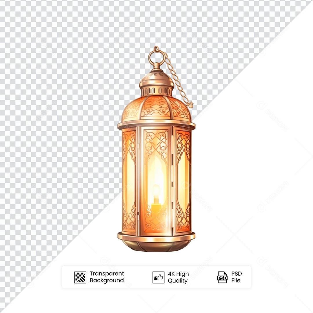 Elemento 3D Lanterna de Ramadan Para Composição PSD