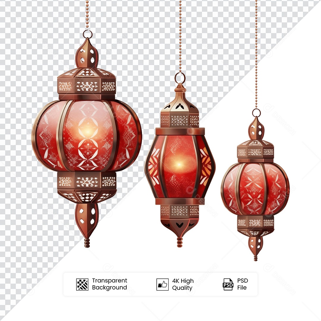Elemento 3D Lanterna de Ramadan Para Composição PSD