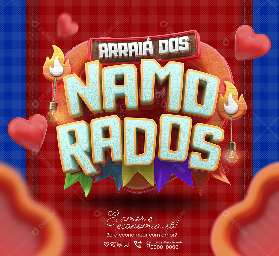 Arraiá dos Namorados Selo 3D para Composição PSD