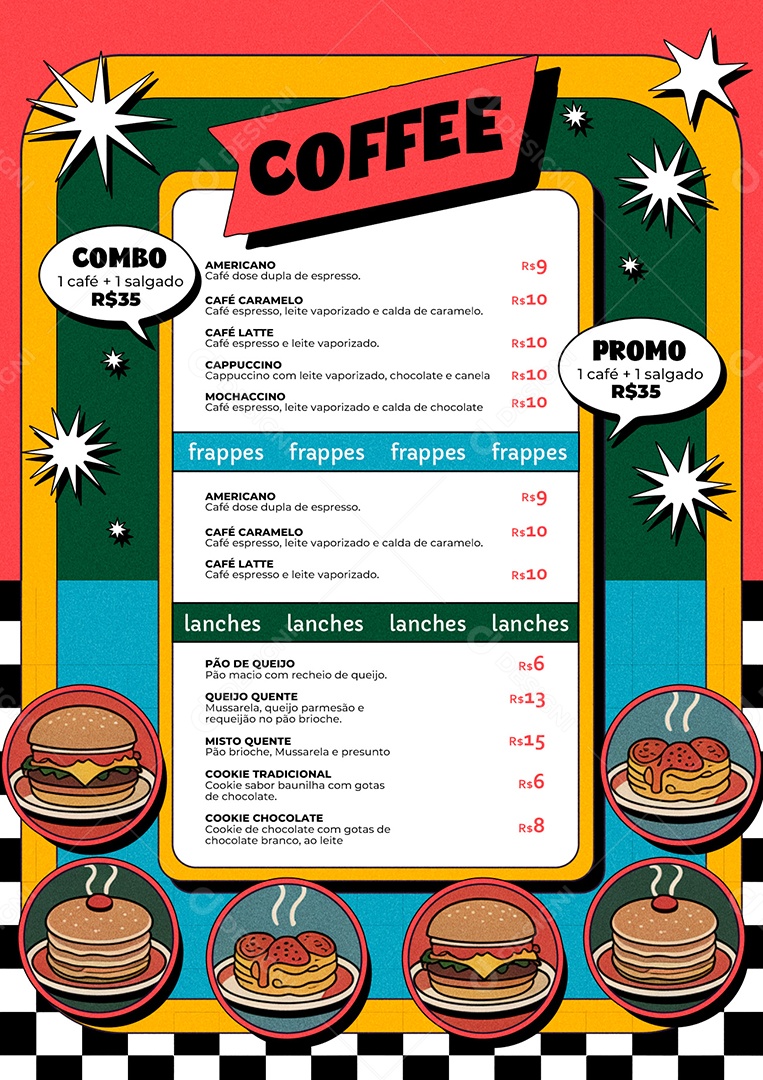 Modelo de Cardápio Cafeteria PSD Editável